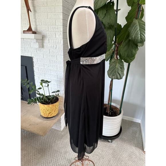 Y2K Ruby Rox Women Dress 2X Black Sequin Midi Empire Waist Cocktail Fairy Goth - Picture 5 of 13